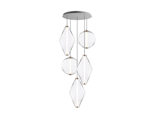 BOMMA BUOY PENDANT CHANDELIER 5 / CLEAR Ø44" x H102"
