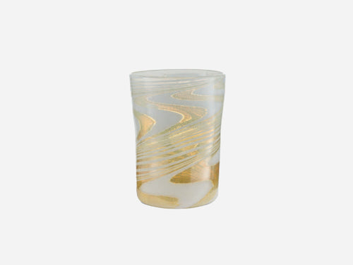 PAMPLEMOUSSE ERNEST MURANO GLASS CUP / WHITE + GOLD H4.3" x Ø3"