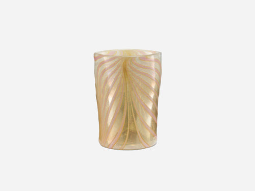 PAMPLEMOUSSE ERNEST MURANO GLASS CUP / GOLD + ROSE H4.3" x Ø3"