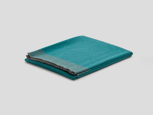 BEGG X CO ARRAN BORDER THROW / TEAL 60" x 79"