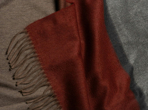 BEGG X CO ARRAN BORDERLAND THROW / DERBY BRICK 58" x 72"