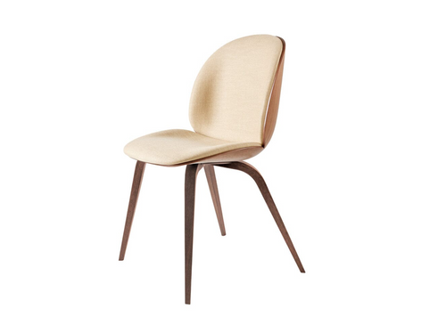 GUBI BEETLE DINING CHAIR / FRONT UPHOLSTERED / WOOD BASE W22" x D22.8" x H34.25" x SH18.3"