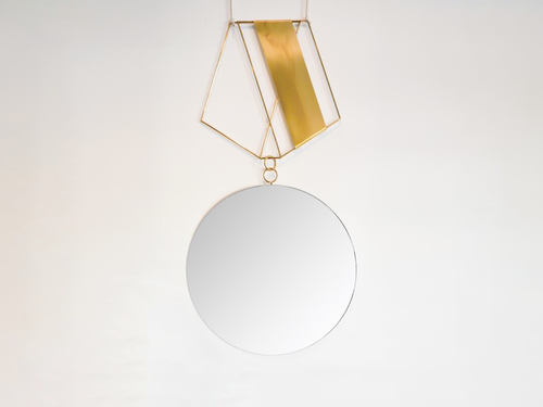 ROOMS MEDALLION MIRROR #3 - BRASS - H117 X D60CM (h45 x d23")