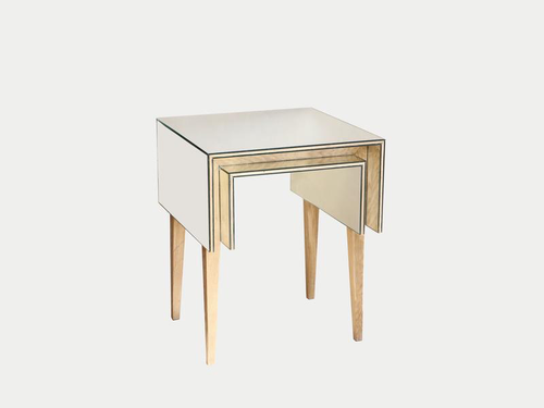 ROOMS STUDIO SMALL INVISIBLE TABLE MIRROR AND OAK