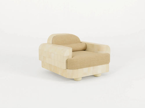 PIERRE AUGUSTIN FUMOIR ARMCHAIR / PARCHMENT L37" x D37" x H37"
