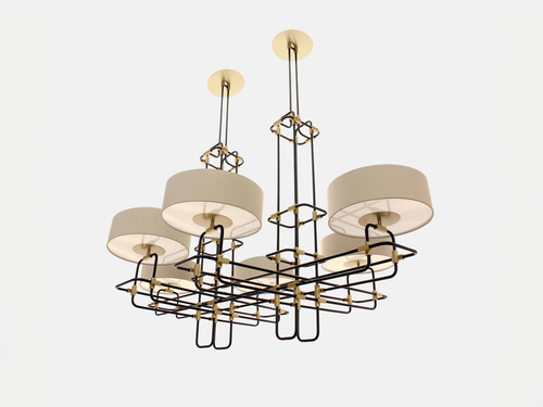 MARTIN HUXFORD BREUER LARGE 6 ARM CHANDELIER L60" x W43" x H24-39"