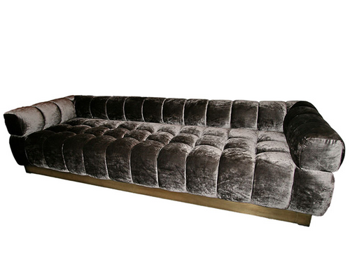 ADESSO OSCAR TUFTED VELVET SOFA WITH BRASS BASE L110" x D34" x H27"