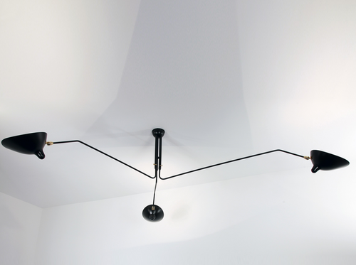 SERGE MOUILLE 3 ARM CEILING PENDANT H23.6" x arm lengths:  L33", 43", 53"