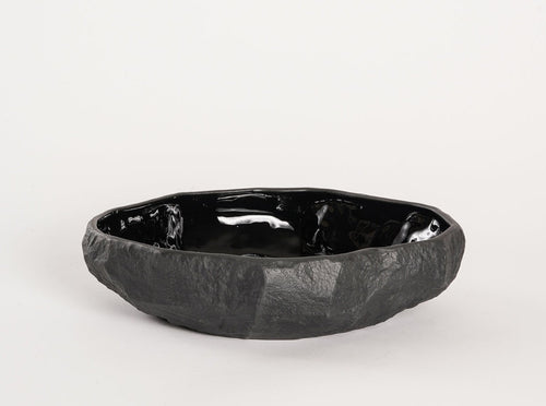 1882 Ltd MAX LAMB CROCKERY FLAT BOWL / BLACK BASALT Ø10" X H2.3"