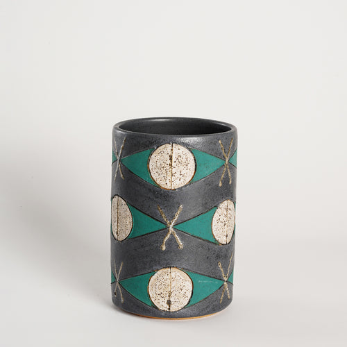 MATTHEW WARD FELIX REMIX TOTEM VASE BLACK Ø5.5" x H7.25”