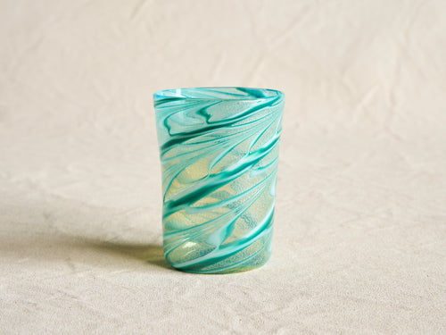 PAMPLEMOUSSE ERNEST LAGOON GLASS CUP / STYLE K H4" x Ø3"