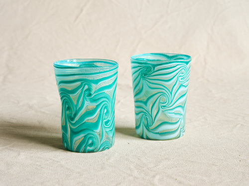 PAMPLEMOUSSE ERNEST LAGOON GLASS CUP / STYLE B H4" x Ø3"