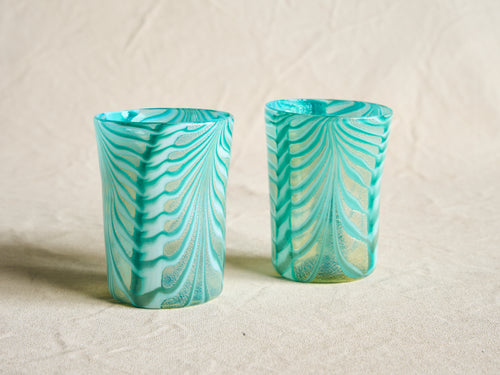 PAMPLEMOUSSE ERNEST LAGOON GLASS CUP / STYLE D H4" x Ø3"
