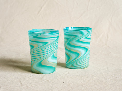 PAMPLEMOUSSE ERNEST LAGOON GLASS CUP / STYLE C H4" x Ø3"