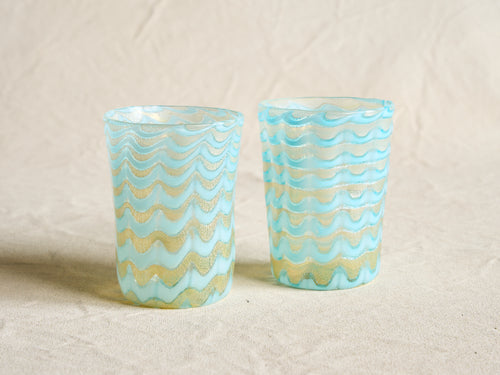 PAMPLEMOUSSE ERNEST LIGHT BLUE GLASS CUP / STYLE G H4" x Ø3"