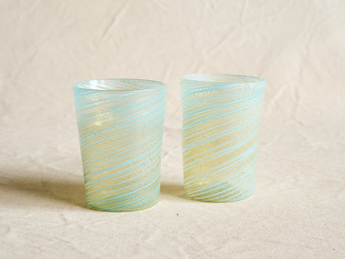 PAMPLEMOUSSE ERNEST LIGHT BLUE GLASS CUP / STYLE E H4" x Ø3"