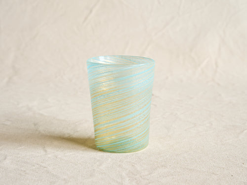 PAMPLEMOUSSE ERNEST LIGHT BLUE GLASS CUP / STYLE E H4" x Ø3"