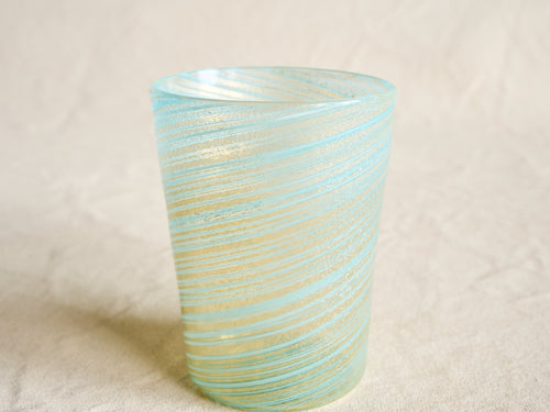 PAMPLEMOUSSE ERNEST LIGHT BLUE GLASS CUP / STYLE E H4" x Ø3"