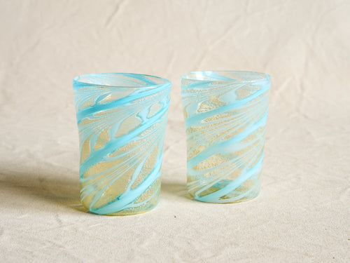 PAMPLEMOUSSE ERNEST LIGHT BLUE GLASS CUP / STYLE K H4" x Ø3"