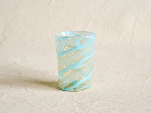 PAMPLEMOUSSE ERNEST LIGHT BLUE GLASS CUP / STYLE K H4" x Ø3"