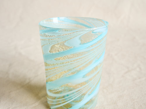 PAMPLEMOUSSE ERNEST LIGHT BLUE GLASS CUP / STYLE K H4" x Ø3"