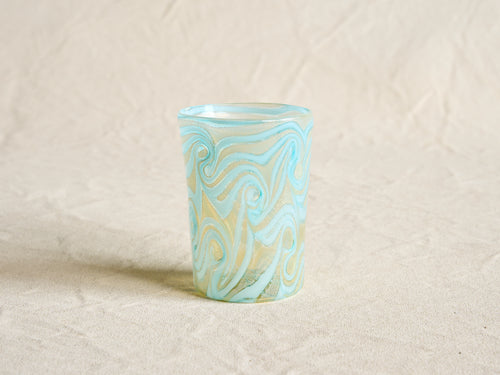 PAMPLEMOUSSE ERNEST LIGHT BLUE GLASS CUP / STYLE B H4" x Ø3"