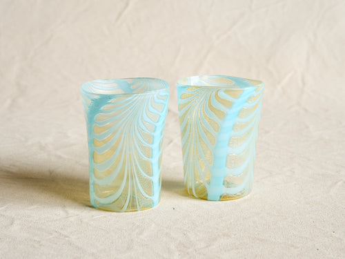 PAMPLEMOUSSE ERNEST LIGHT BLUE GLASS CUP / STYLE D H4" x Ø3"