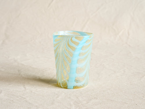 PAMPLEMOUSSE ERNEST LIGHT BLUE GLASS CUP / STYLE D H4" x Ø3"