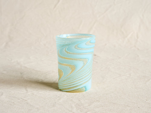 PAMPLEMOUSSE ERNEST LIGHT BLUE GLASS CUP / STYLE C H4" x Ø3"