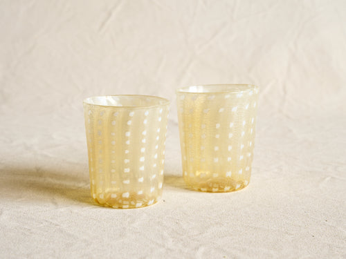PAMPLEMOUSSE ORSINI WHITE GLASS CUP H4" x Ø3"
