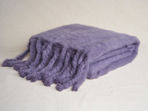 LENA REWELL MOHAIR THROW / DARK LAVENDER #745 51” x 71"