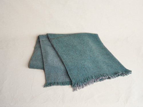 TEIXIDORS NOMAD THROW / TURQUOISE + LEAD GREY W55” x L71"