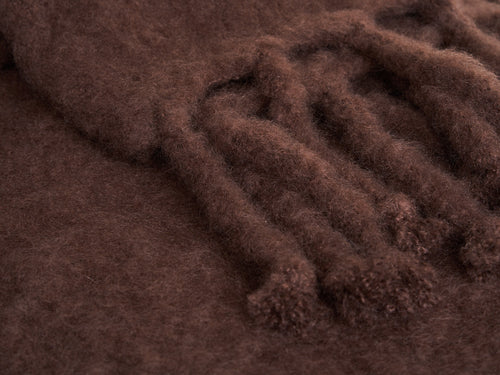 LENA REWELL MOHAIR THROW / MOCHA #321 51” x 71"