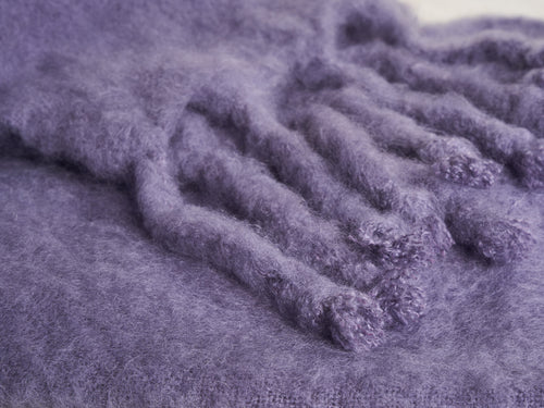 LENA REWELL MOHAIR THROW / DARK LAVENDER #745 51” x 71"