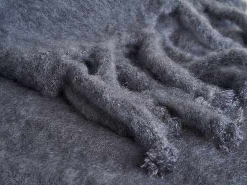 LENA REWELL MOHAIR THROW / GREY #319 51” X 71"