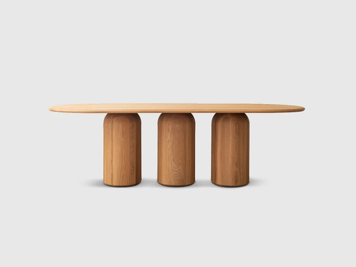 LUTECA OCO OVAL DINING TABLE / 3 PEDESTAL