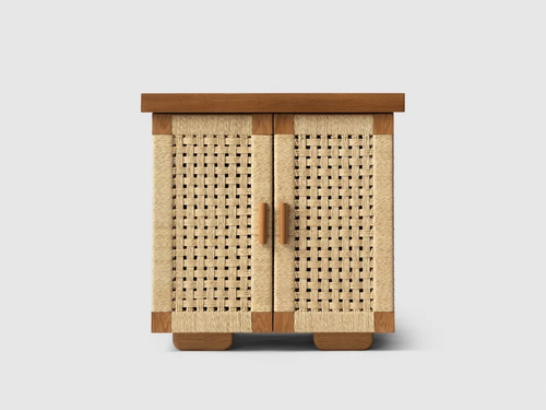LUTECA WOVEN NIGHTSTAND / DOUBLE DRAWER W63.5" x D20.5" x H26"
