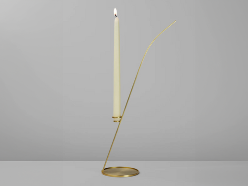 ROLL & HILL GAMBALUNGA CANDLE HOLDER / BRUSHED BRASS H17.5" x W4.5" x D9"