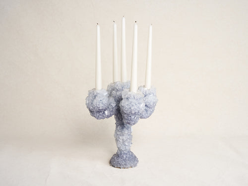 MARK STURKENBOOM OVERGROWN SMALL CRYSTAL CANDELABRA / SMOKE H12" x Ø10"