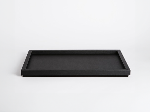 PINETTI SAMURI LARGE LEATHER RECTANGLE TRAY / BLACK L22.75” x W15.75” x H1.5”