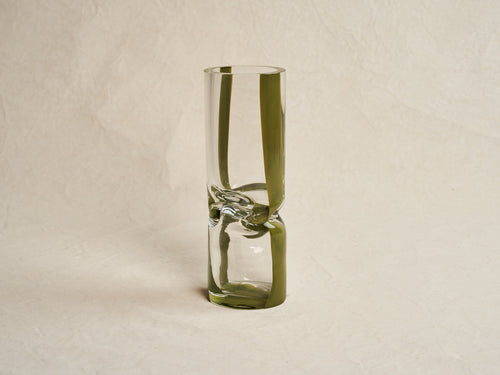 AVRAM RUSU CRUSHED VASE MEDIUM / OLIVE + CLEAR Ø3.5" x H15"