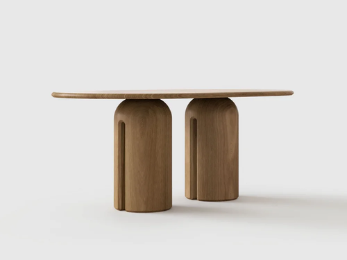 LUTECA OCO OVAL DINING TABLE / 2 PEDESTAL