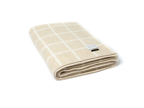 BLACKSAW UMI THROW / LIMESTONE MELANGE & IVORY GRID W59" x L79"