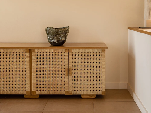 LUTECA WOVEN CREDENZA / 4 DOOR W86" x D20.5" x H29.5"