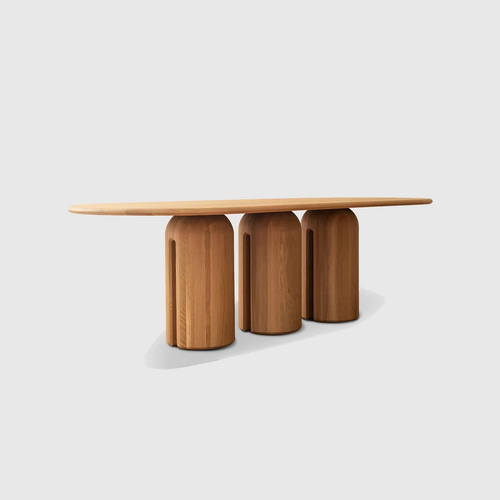 LUTECA OCO OVAL DINING TABLE / 3 PEDESTAL