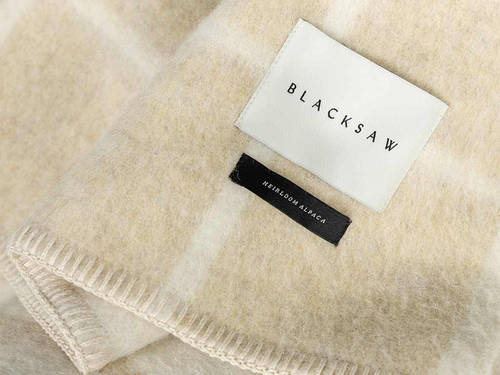 BLACKSAW UMI THROW / LIMESTONE MELANGE & IVORY GRID W59" x L79"