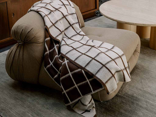 BLACKSAW UMI THROW IVORY / COFFEE GRID W59" x L79"