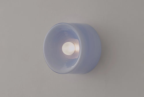 VOLKER HAUG STUDIO ANTON BLOWN GLASS SCONCE / POWDER BLUE Ø7" x D3.9"