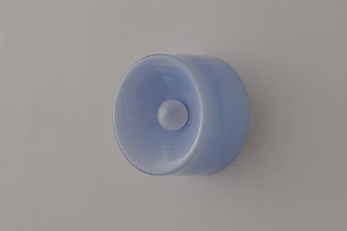 VOLKER HAUG STUDIO ANTON BLOWN GLASS SCONCE / POWDER BLUE Ø7" x D3.9"