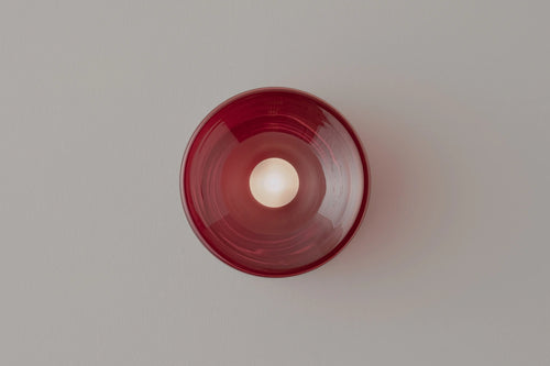 VOLKER HAUG STUDIO ANTON BLOWN GLASS SCONCE / CLEAR RED Ø7" x D3.9"